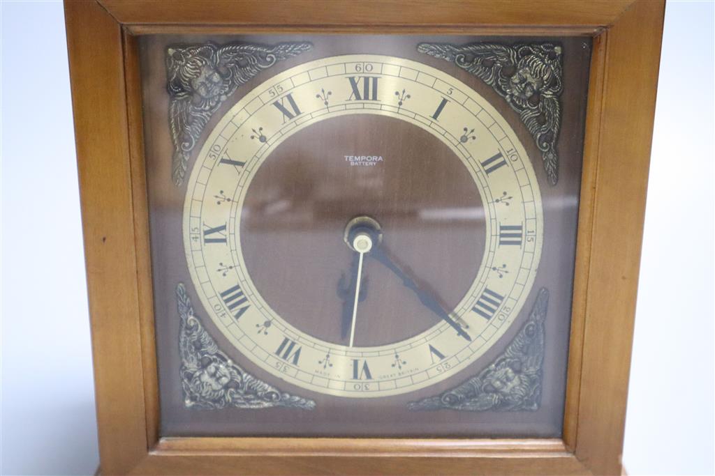 A Tempora walnut cased quartz mantel timepiece, height 24cm